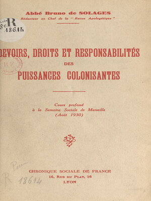 cover image of Devoirs, droits et responsabilités des puissances colonisantes